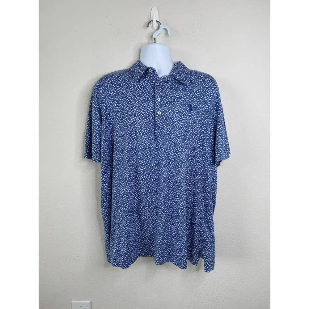 Ralph Lauren Polo Shirt Mens XXL Pro Fit Ditsy Floral 100% Pima Cotton Peru Golf